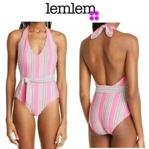 LemLem Halter One Piece Swimsuit XS In Pink NWT 250$